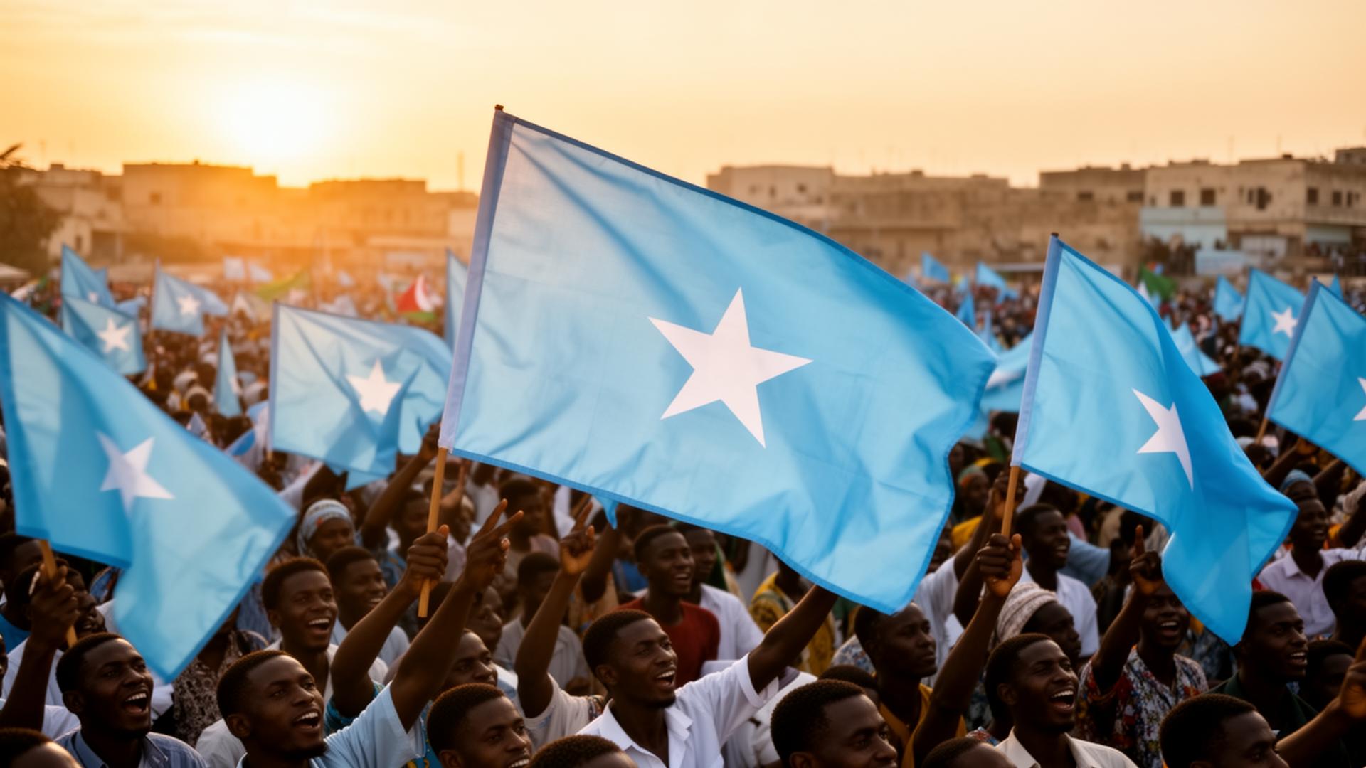 Madalsan Party supporters at a rally in Mogadishu